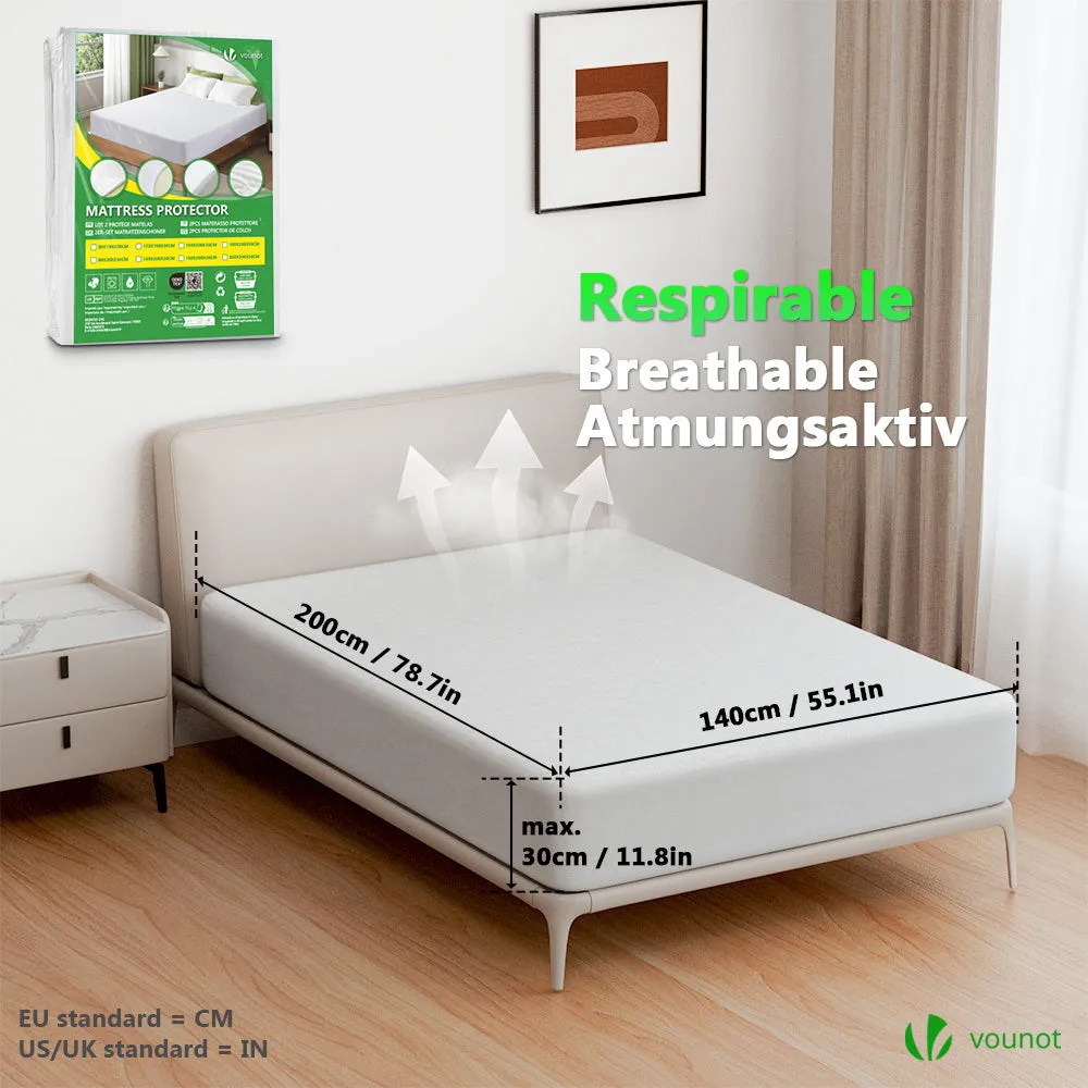 Vounot 140x200 coprimaterasso impermeabile bianco 30 cm