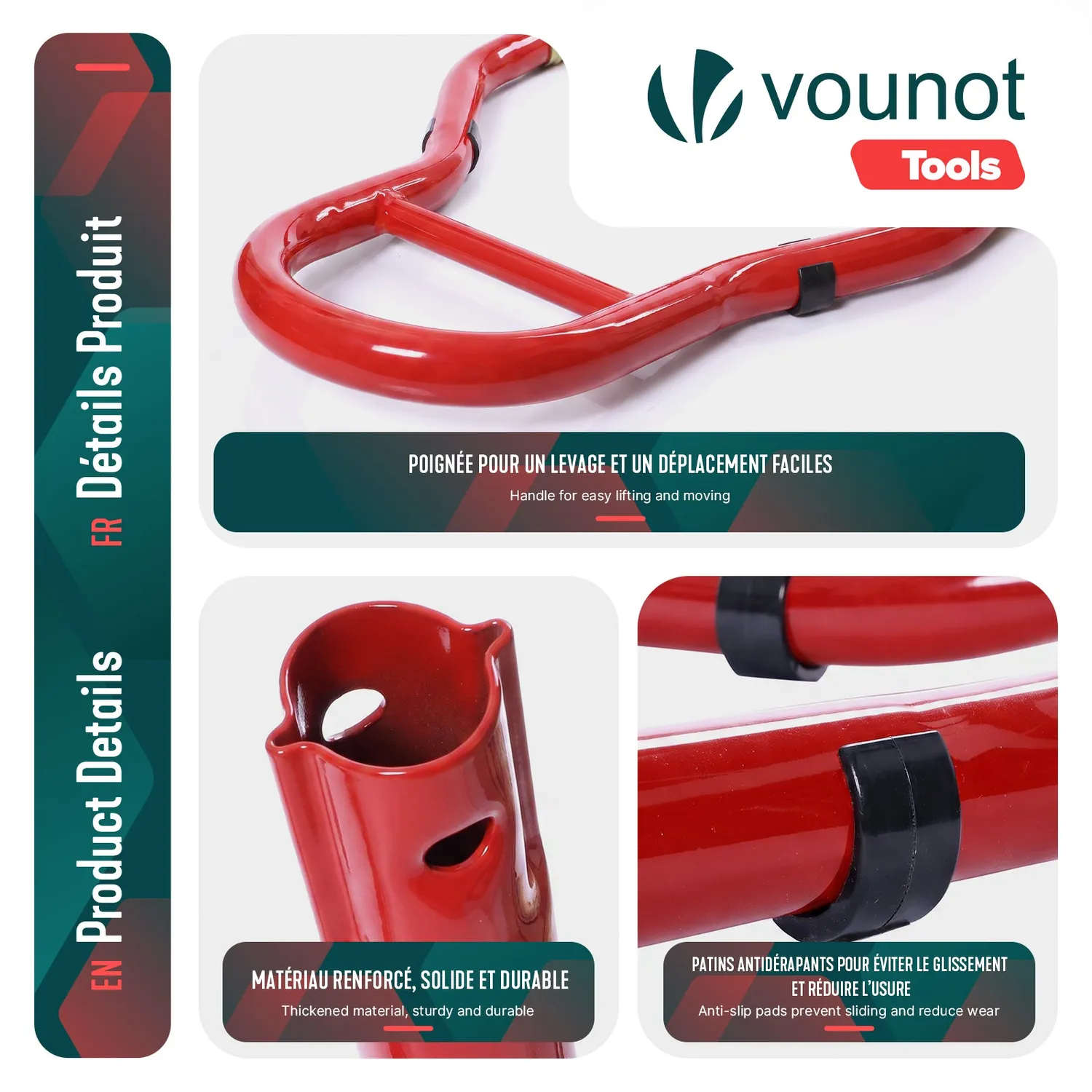 VOUNOT Cavalletto Moto Posteriore 390kg Rosso Acciaio