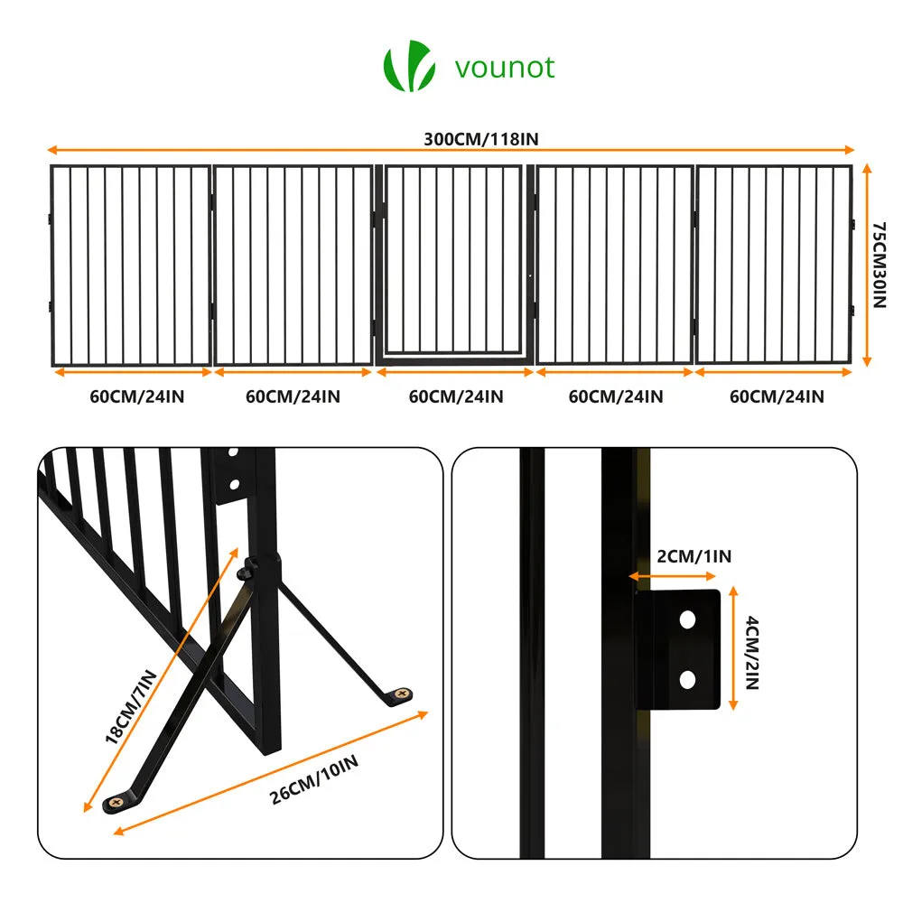 VOUNOT 3M 5 Pannelli Barriera Sicurezza Nera 300 cm Pieghevole
