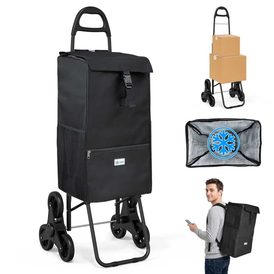 Vounot 40L carrello spesa borsa termica 6 ruote 30 kg