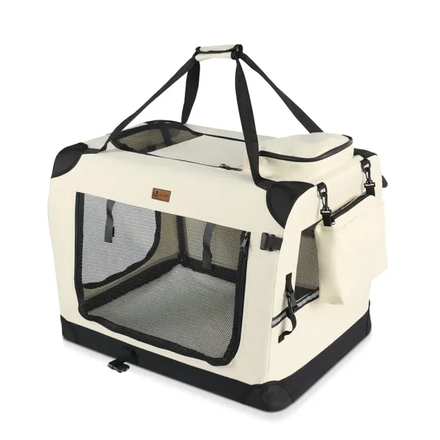 VOUNOT Trasportino Cane Pieghevole 60x44x44 cm Beige Borsa