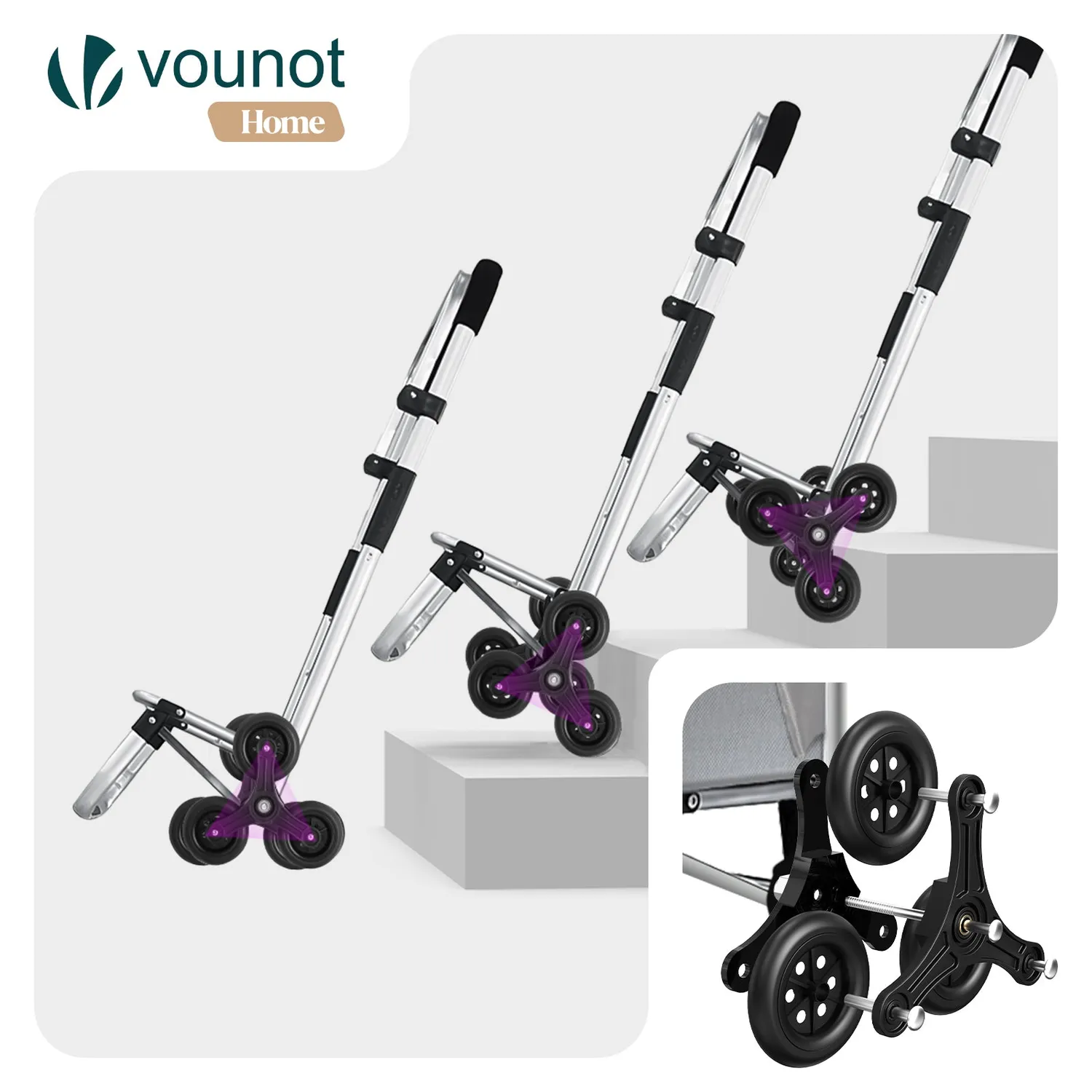 VOUNOT Carrello Spesa Pieghevole Grigio 45 L 40 kg