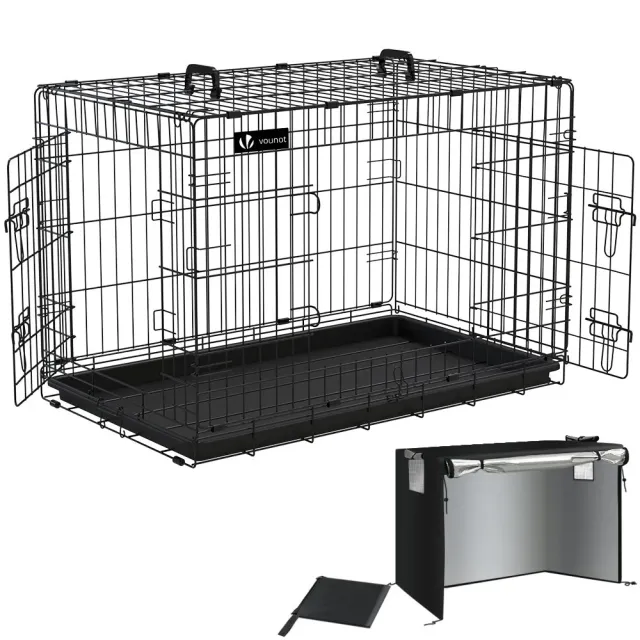 VOUNOT Gabbia per cani pieghevole 92x58x64 cm con telo