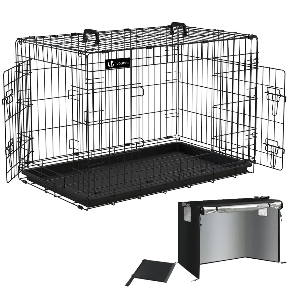 VOUNOT Gabbia per cani pieghevole 92x58x64 cm con telo