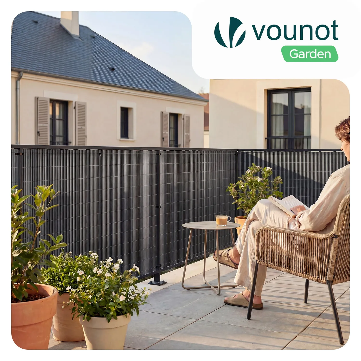 VOUNOT Cannicciato PVC Frangivista 100x300 cm Antracite Vimini
