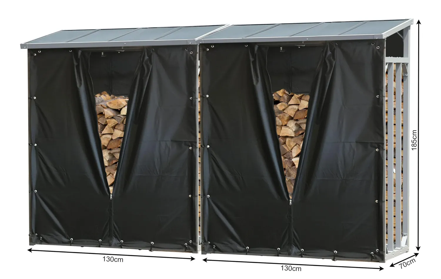 Quick Star scaffale legna 130x70x185 cm 2 pezzi con teli neri