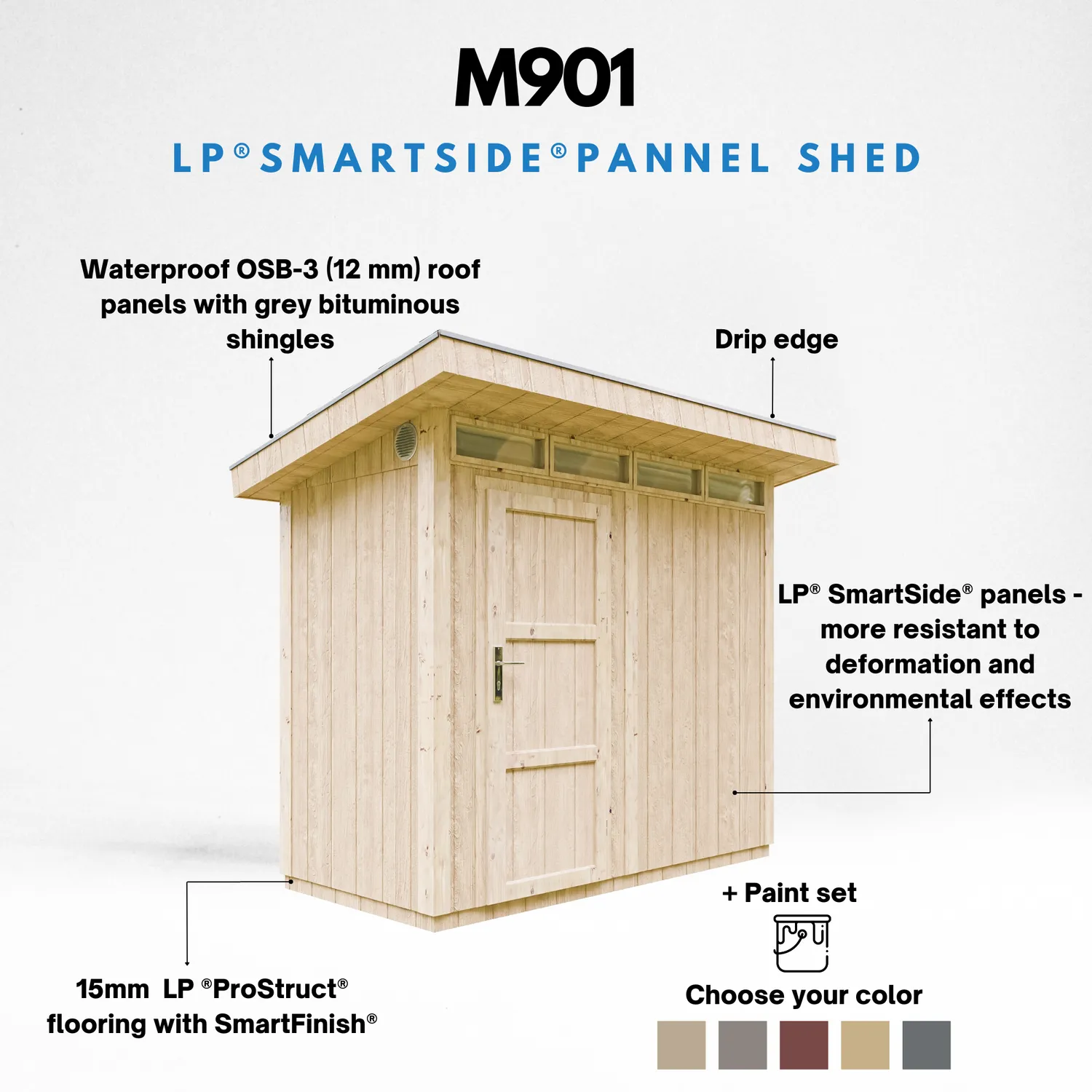 Timbela LP SmartSide M901 casetta legno 118x250 cm 3 m² resistente