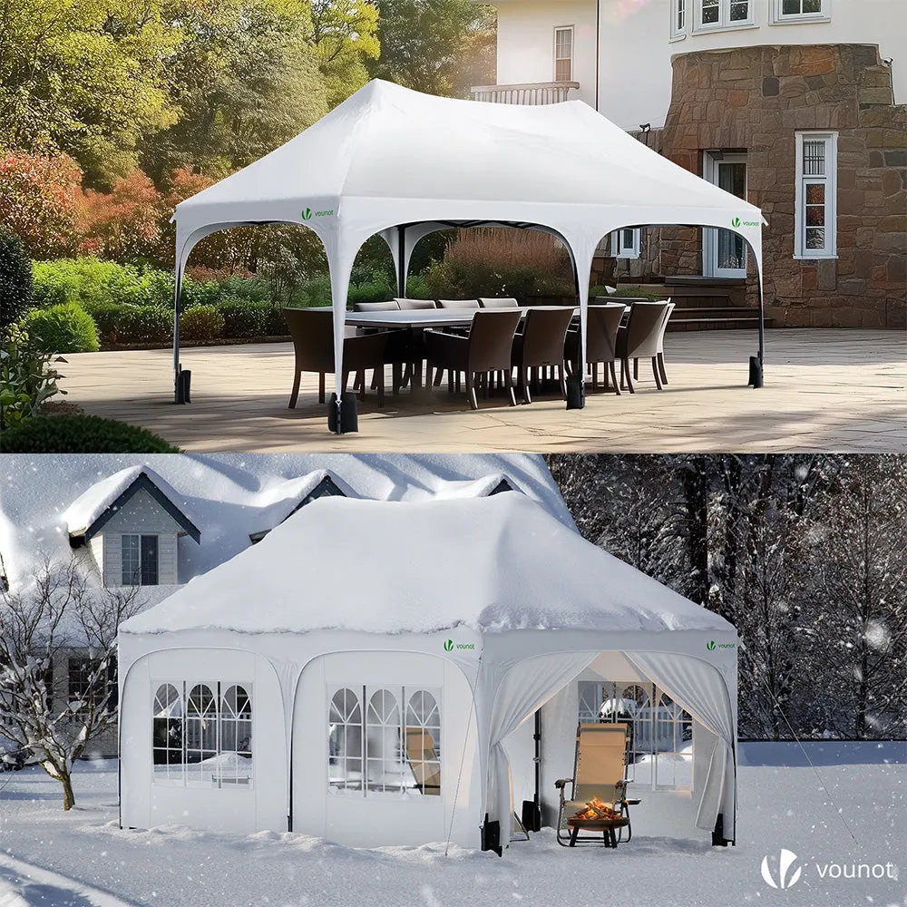Vounot Gazebo Pieghevole 3x6m Bianco 6 Pareti Impermeabile
