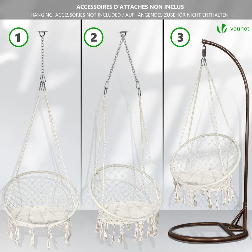 Vounot Poltrona Sospesa con Cuscino Rotondo Beige