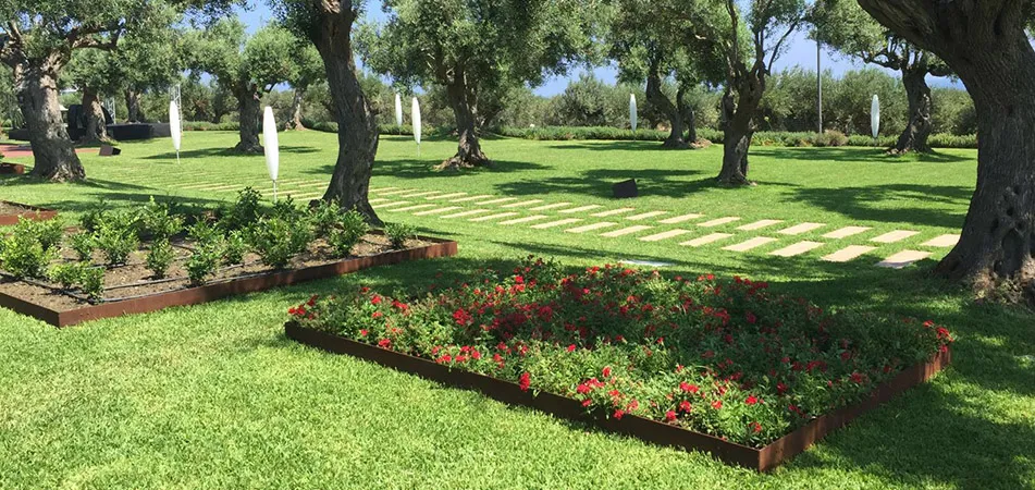 Progetto Esterno Acciaio Corten profilo dritto bordura giardino