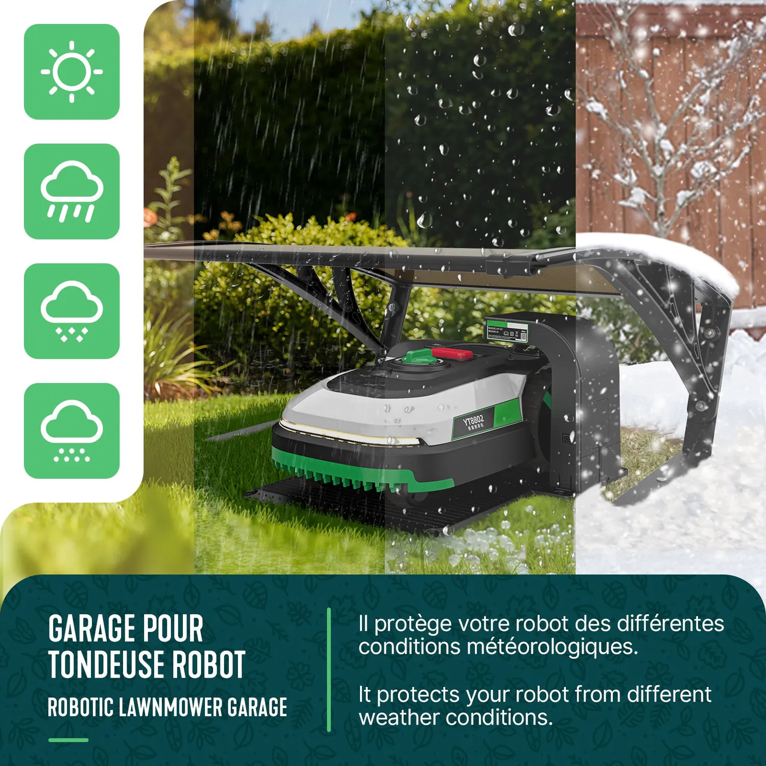 Vounot garage robot rasaerba 82x80x46cm marrone