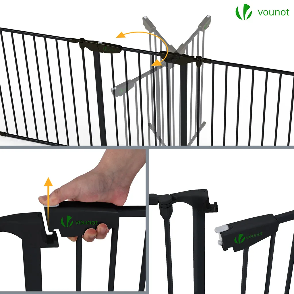 VOUNOT Barriera Camino 375 cm Nera 6 Pannelli Pieghevole