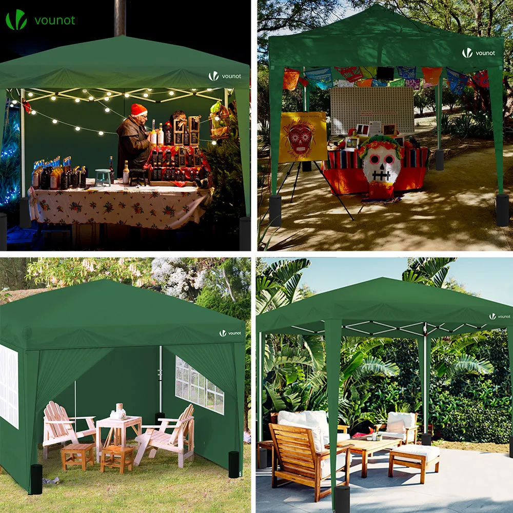 VOUNOT Gazebo Giardino 3x3m Pieghevole Verde con Pareti