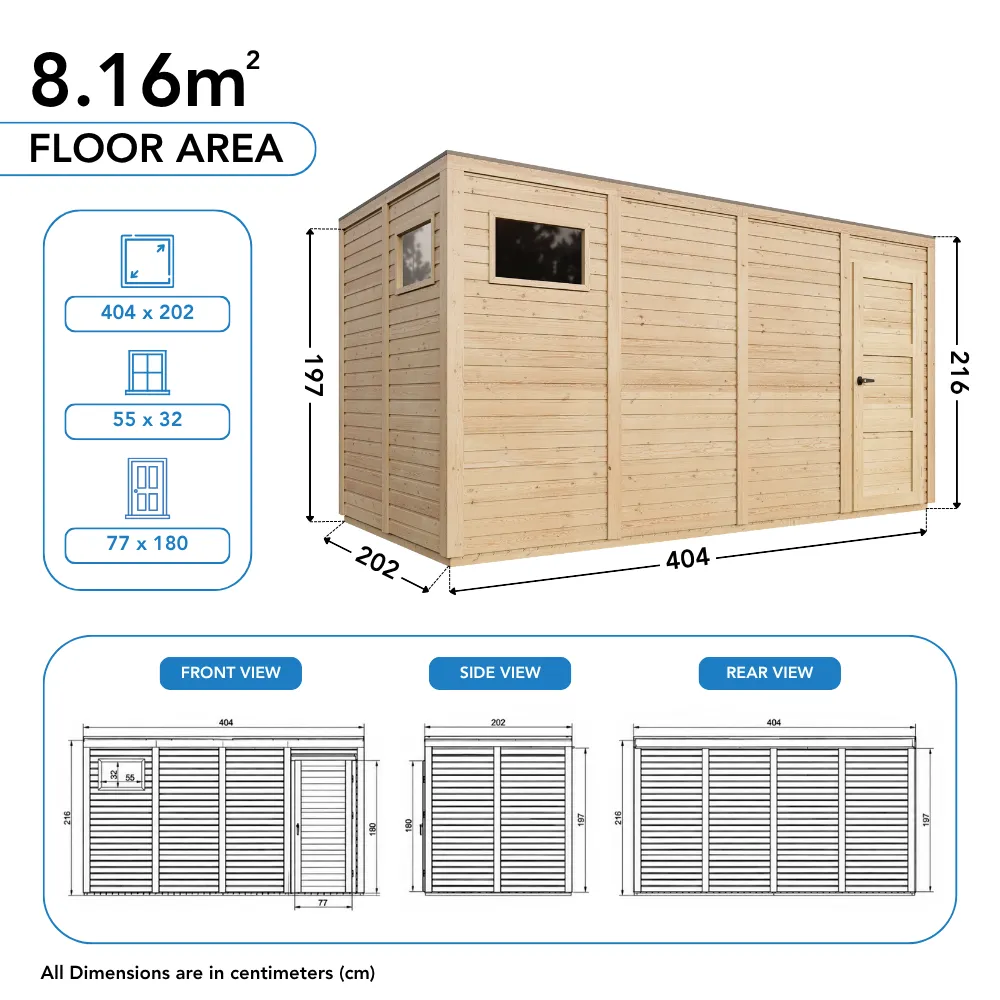 Timbela M327F2 casetta giardino legno 404x202 8,16 m² porte