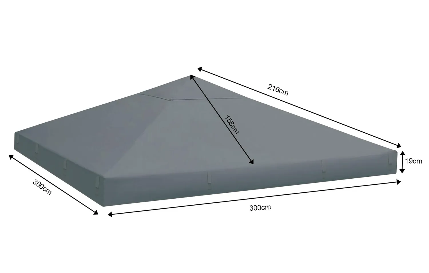 Quick Star tetto ricambio gazebo 3x3 m grigio 260 g