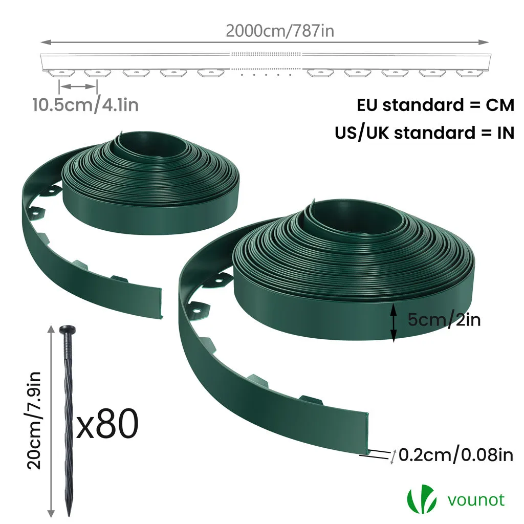 Vounot Bordura Giardino PVC 40 m Verde con Picchetti