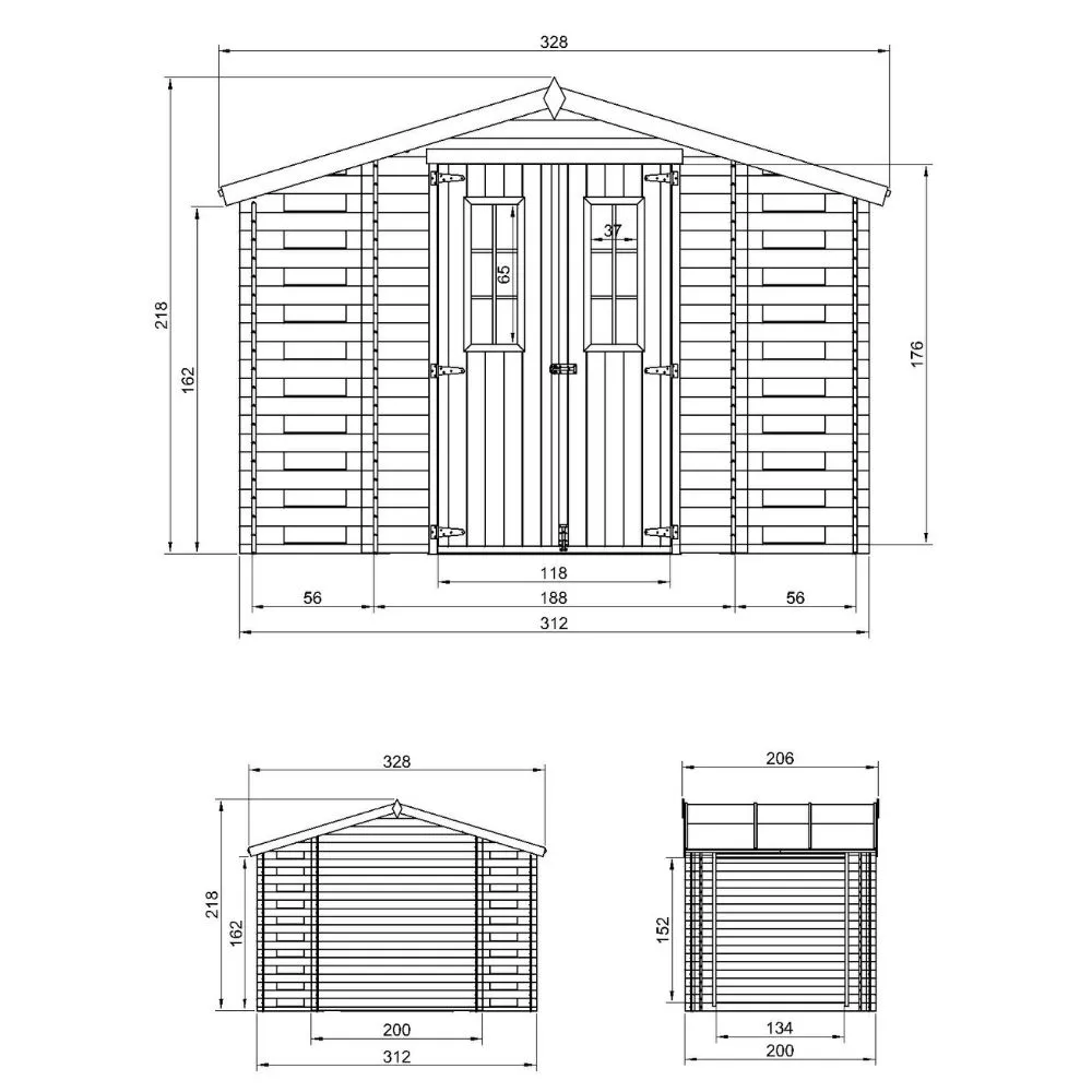 Timbela M391C casetta legno 312x200 cm 6 mq ad incastro