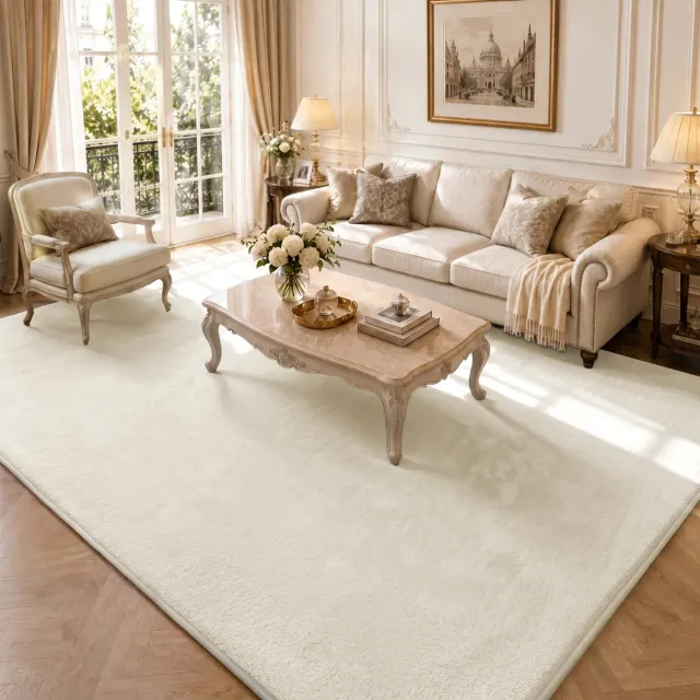 Vounot tappeto pelo raso 240x340 beige antiscivolo morbido