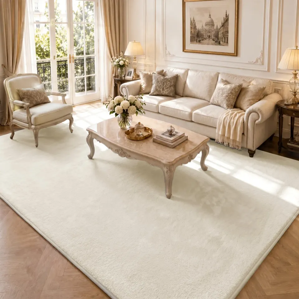 Vounot tappeto pelo raso 240x340 beige antiscivolo morbido