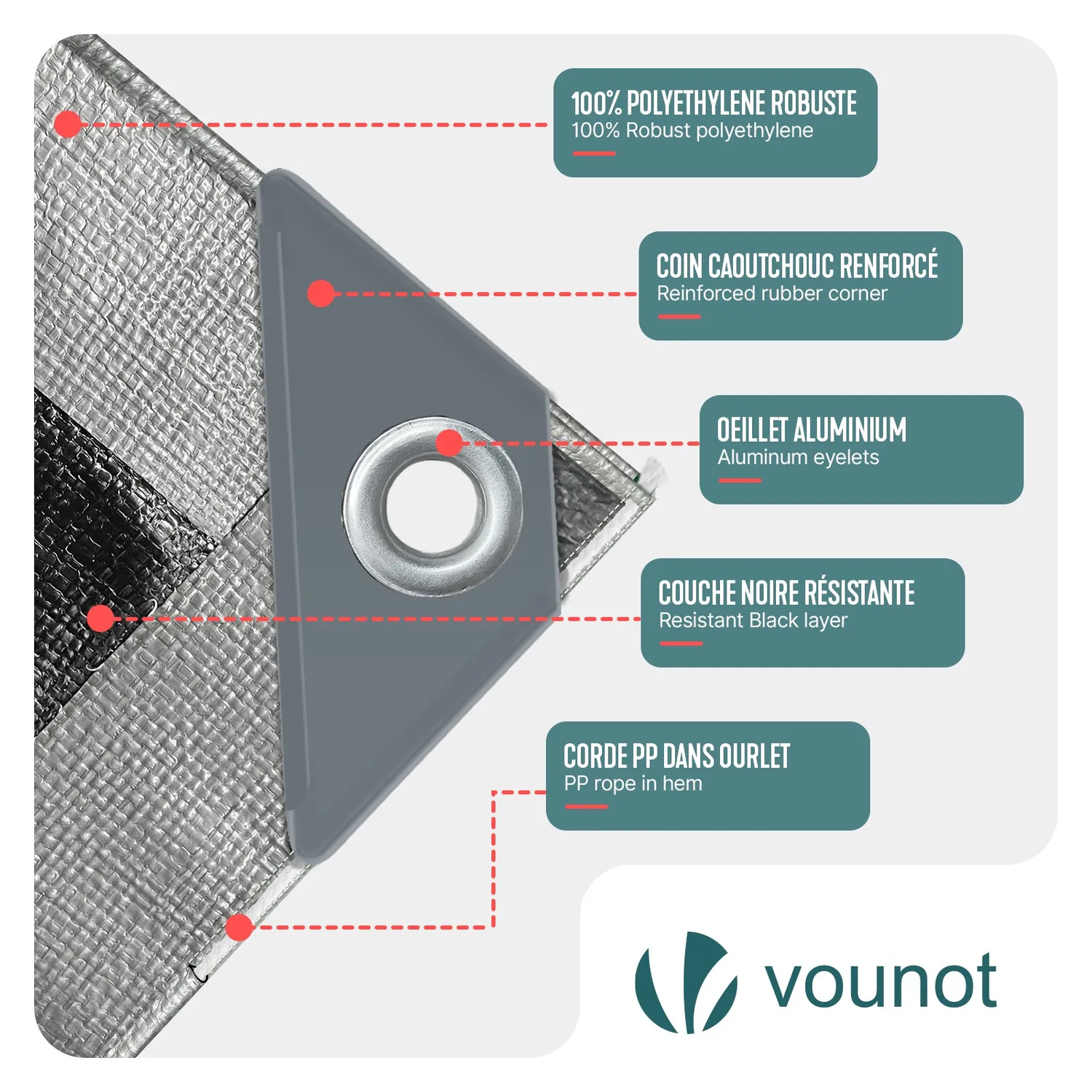VOUNOT Telo protezione impermeabile 3x5 m 180 g/m²