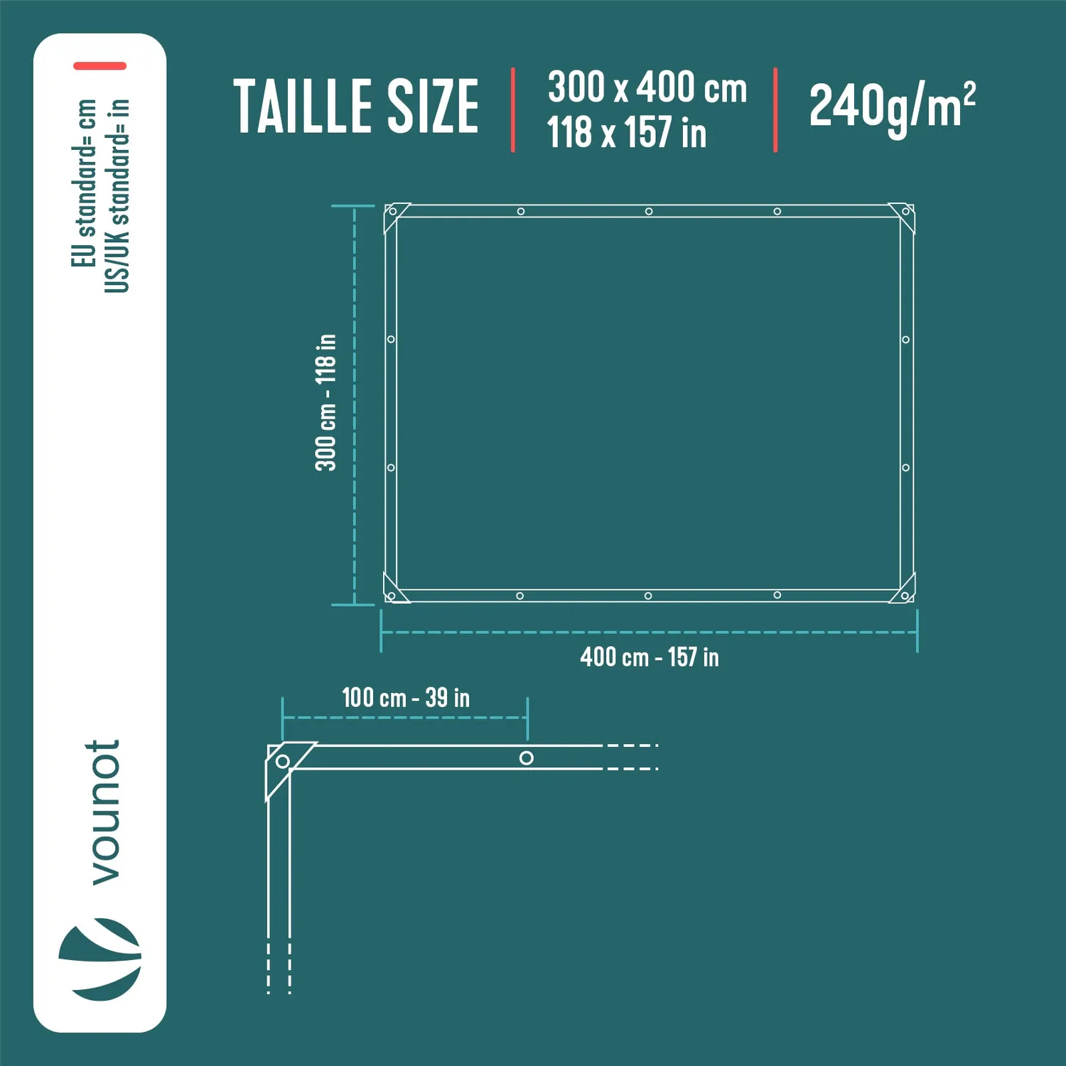 Vounot telo occhielato 3x4 m impermeabile