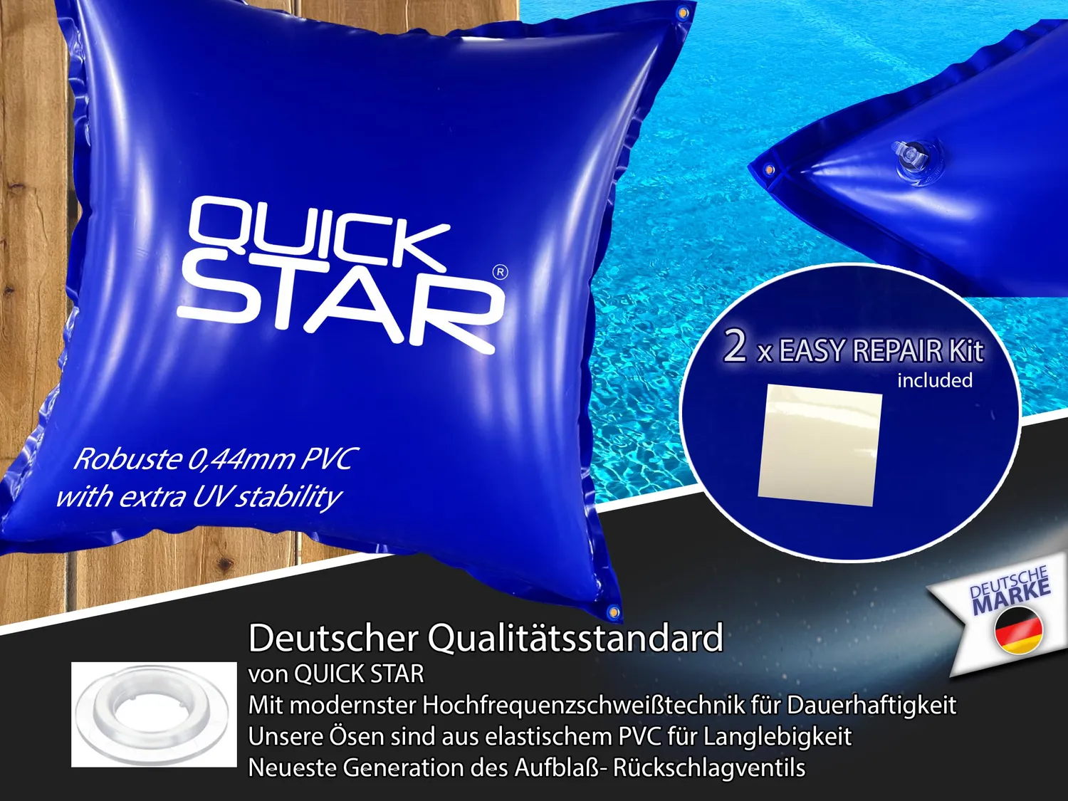 QUICK STAR Cuscino Piscina Invernale 120x120 cm Blu Gonfiabile