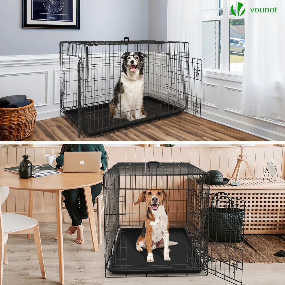 VOUNOT Gabbia cane metallo 122x75x81 cm 2 porte