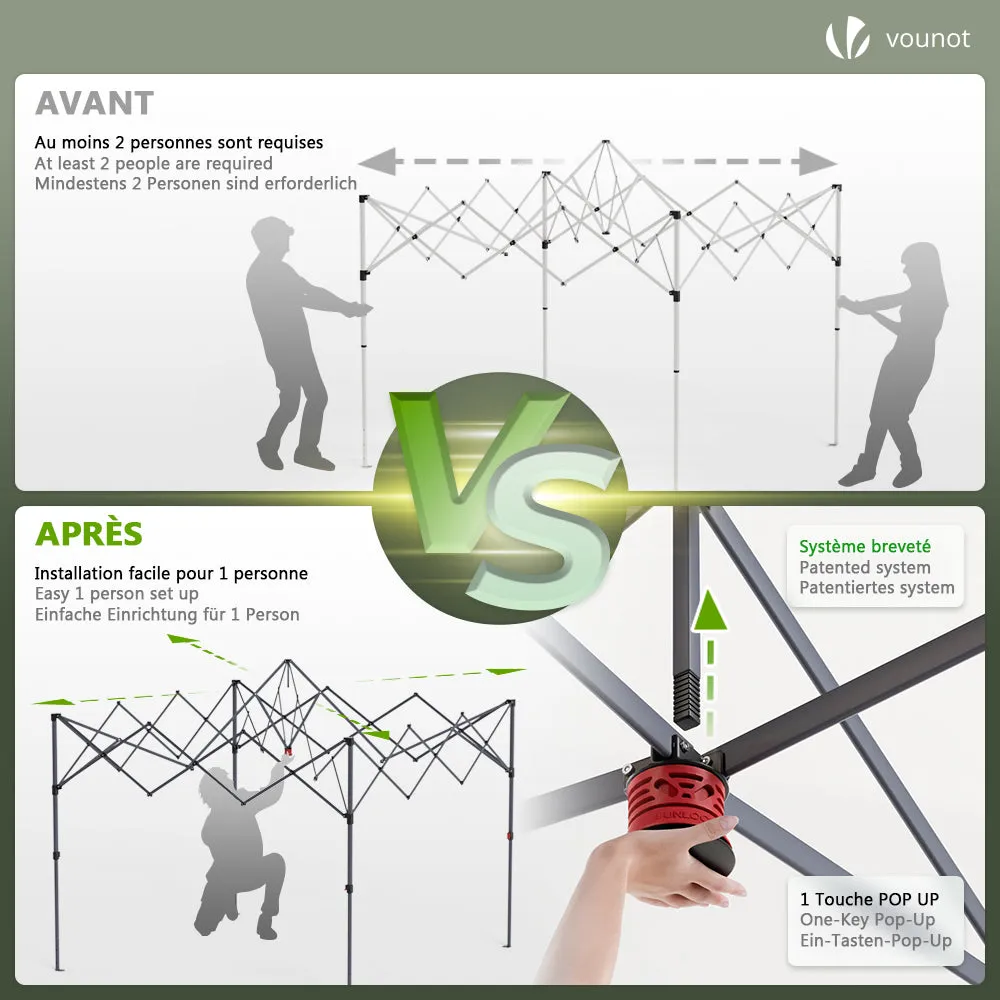 VOUNOT Gazebo 3x3m Pop-Up Verde con Pareti