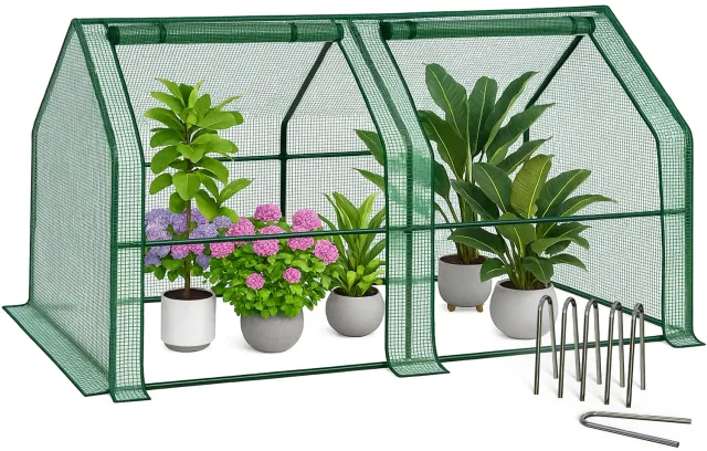 VOUNOT Mini Serra Giardino 180x90x90 cm Verde 2 Porte