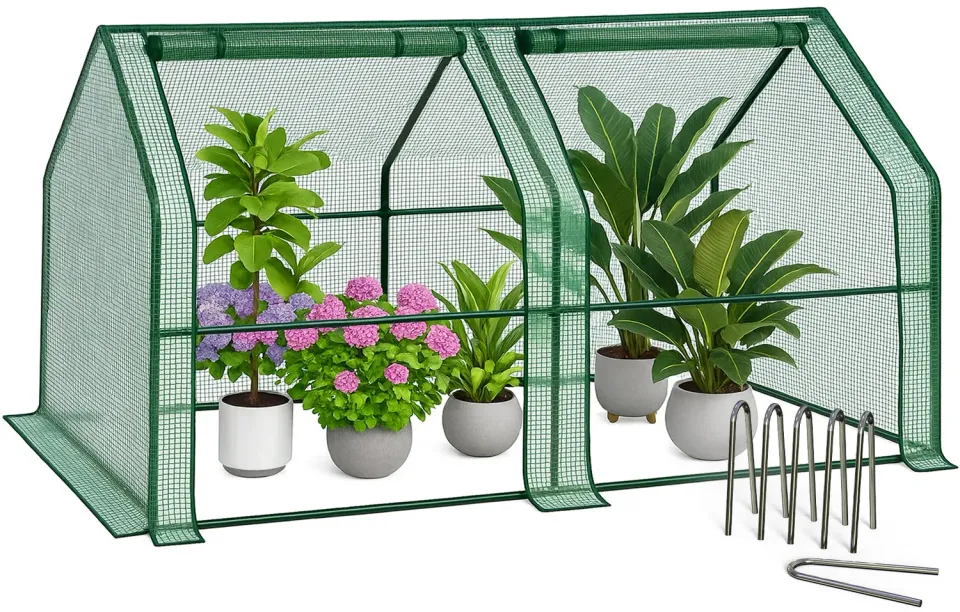VOUNOT Mini Serra Giardino 180x90x90 cm Verde 2 Porte