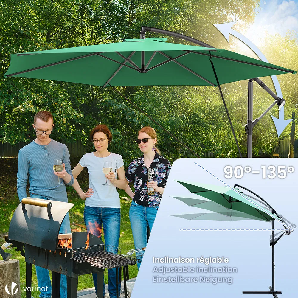 VOUNOT Ombrellone Decentrato 3 m Verde con Custodia