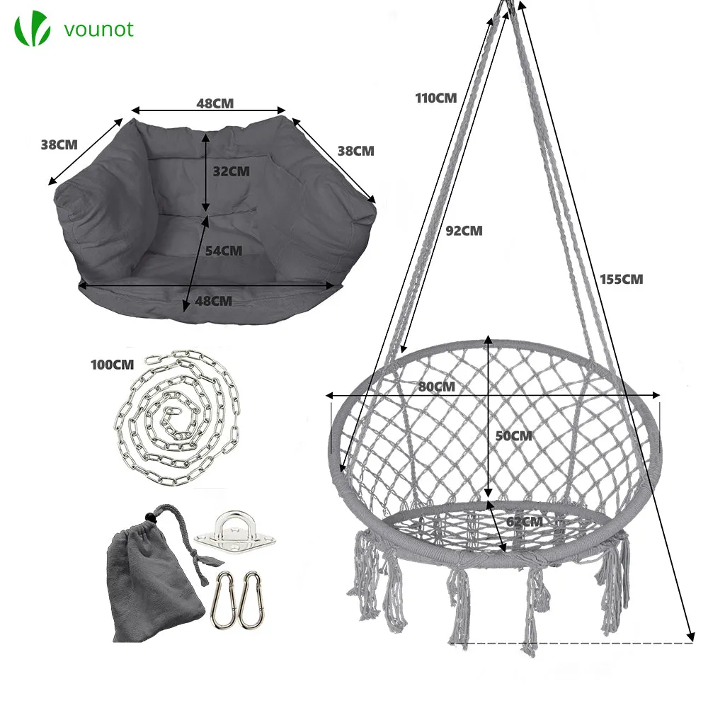 VOUNOT poltrona sospesa grigia cuscino kit acciaio