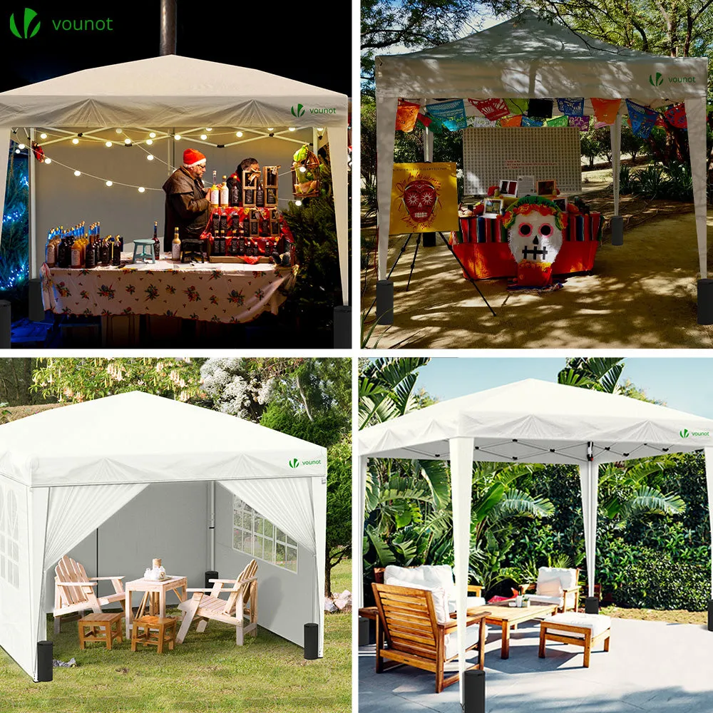 Vounot Gazebo Giardino 3x3m Bianco Pieghevole con Pareti