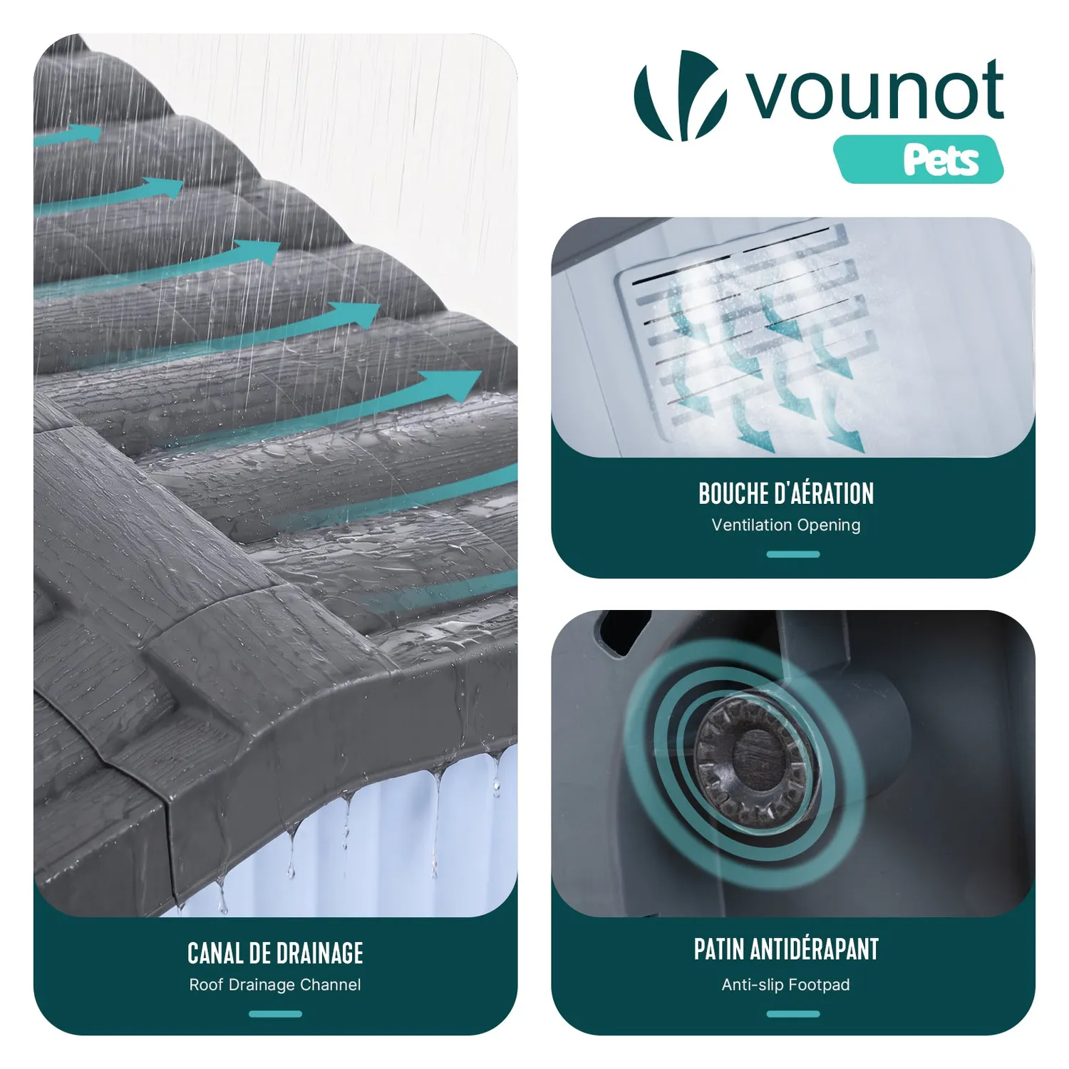 VOUNOT Cuccia cane gatto plastica bianca 75x63x51 cm esterno