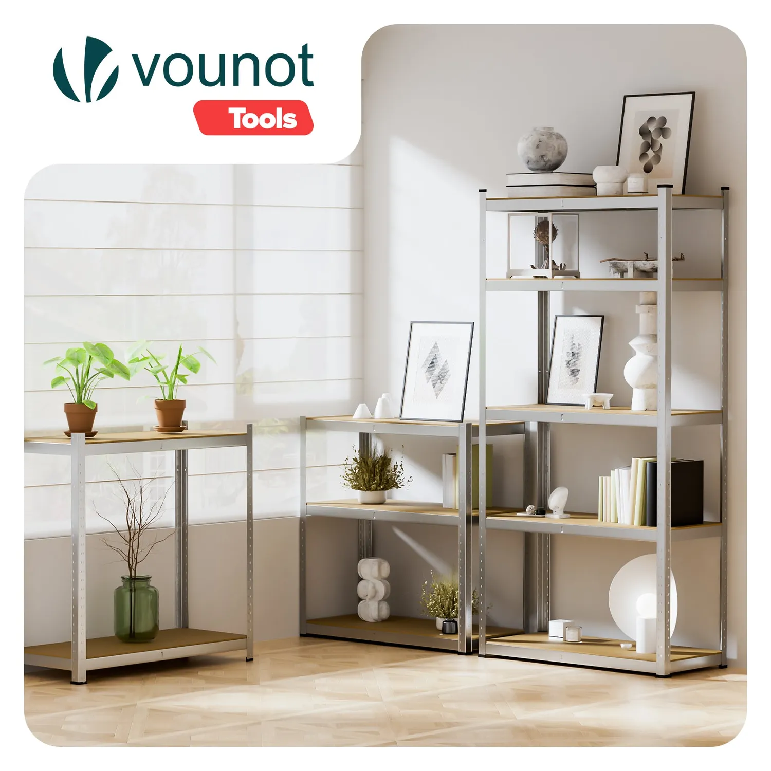 VOUNOT scaffale metallo 5 ripiani 90x40x180 set 2pz