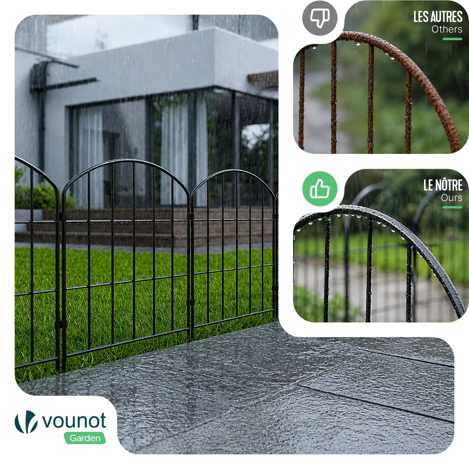 Vounot Recinzione Giardino Metallo Nero 61x33cm 10 Pezzi