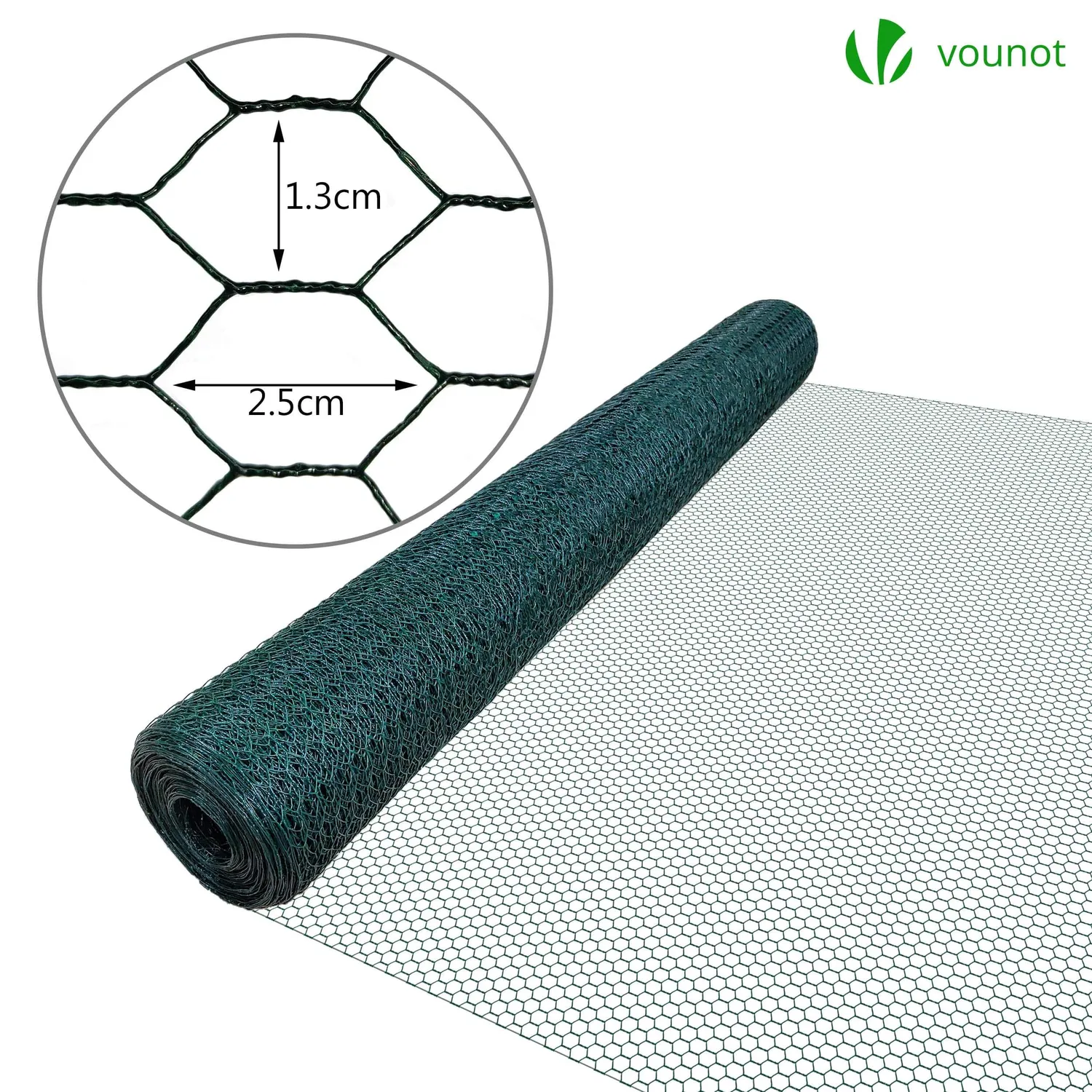 VOUNOT Rete per pollaio 1x10 m verde maglia 13 mm