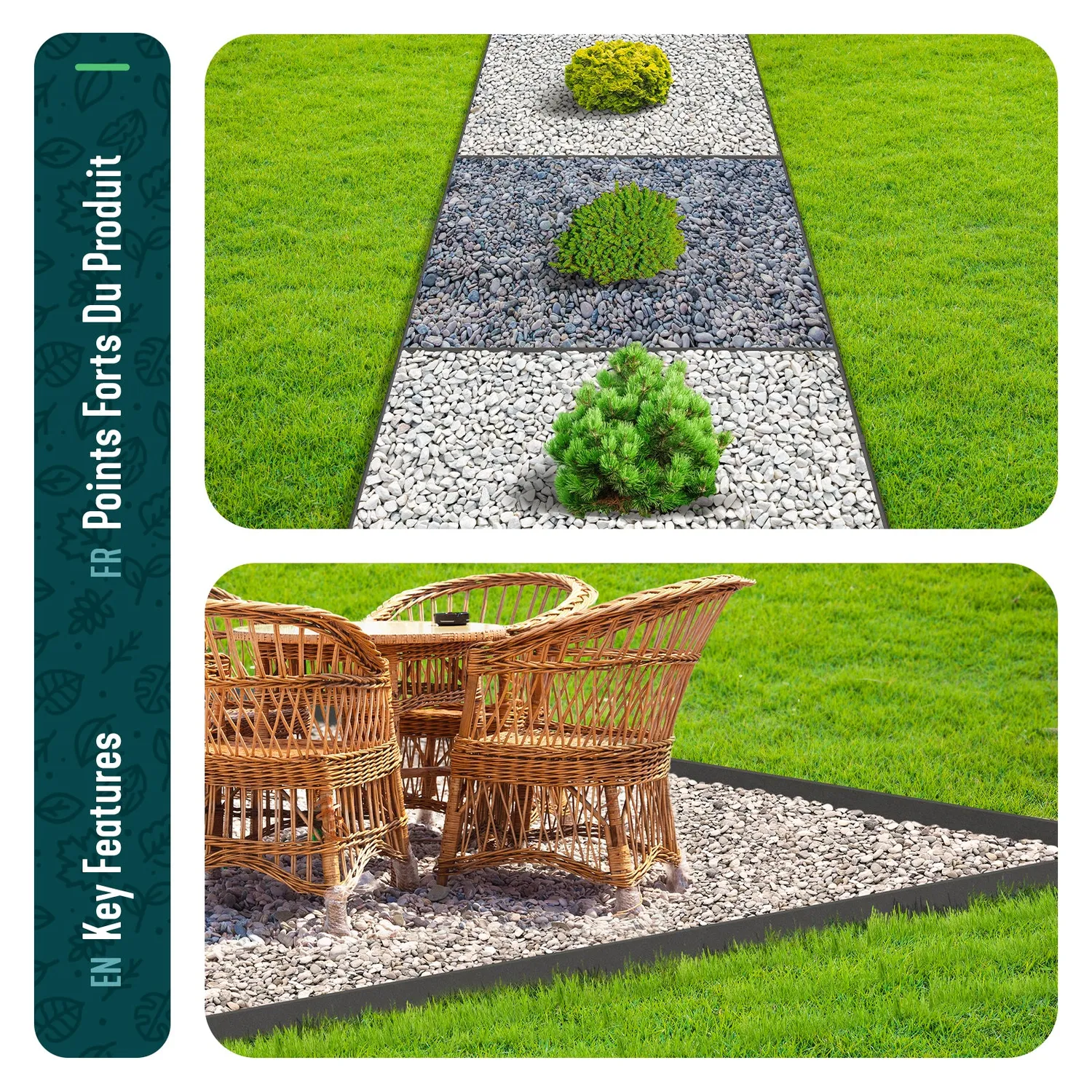 Vounot Bordura Giardino Flessibile 10 m Grigia con Picchetti