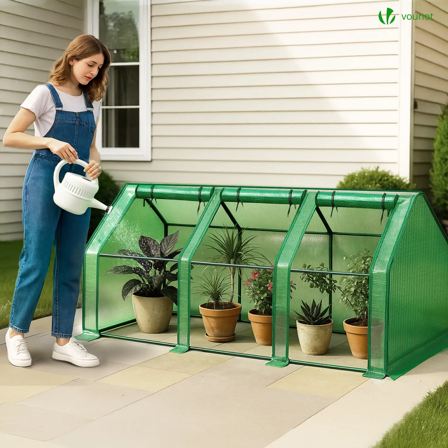 VOUNOT Mini Serra 270x90x90cm Verde 3 Sportelli