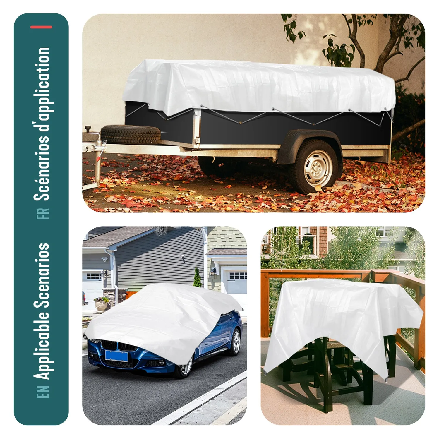 VOUNOT Telo Protezione Impermeabile 180g 3x5m Bianco