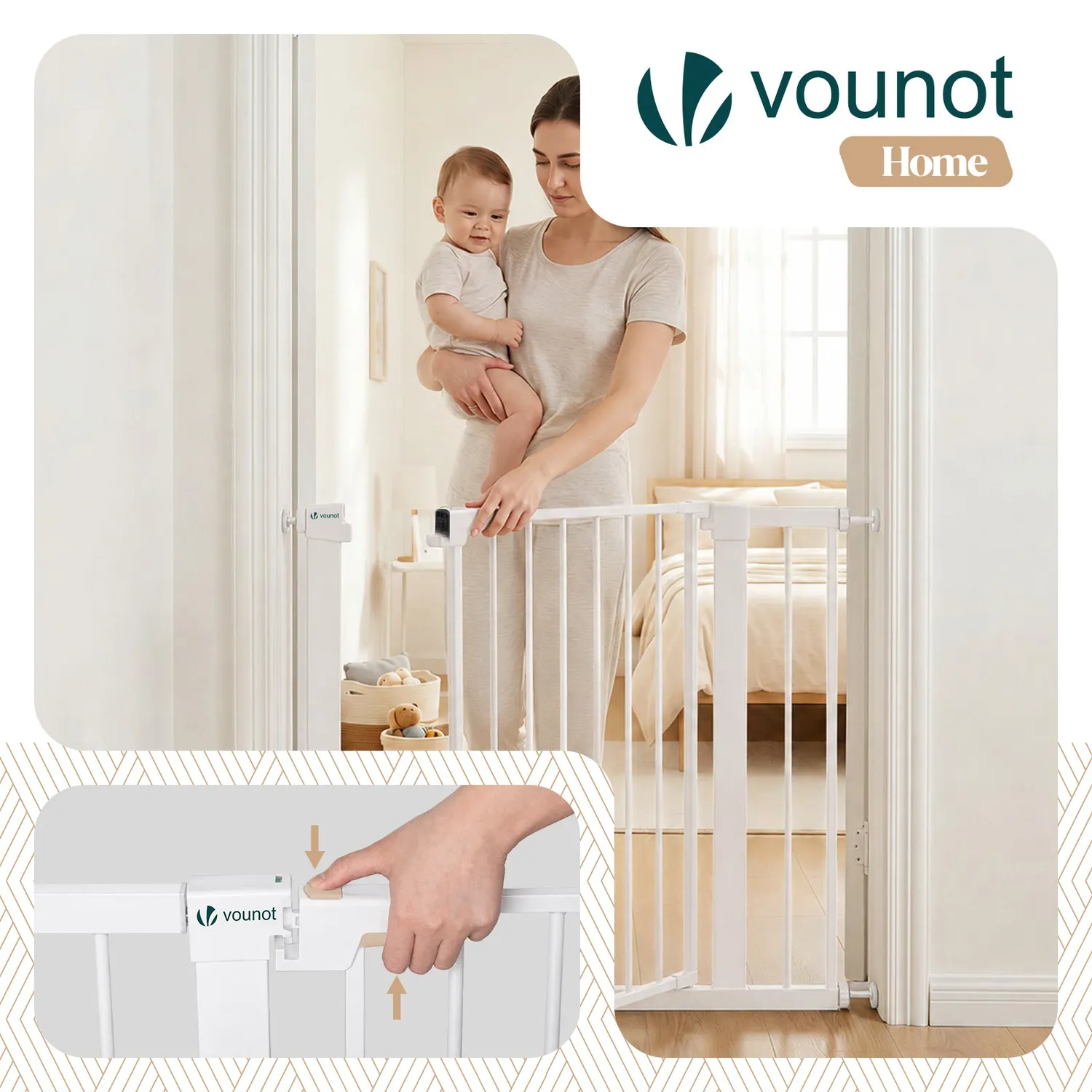 VOUNOT cancello sicurezza bambini 89-96 cm bianco metallo