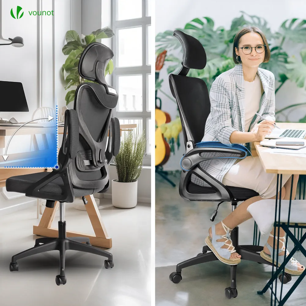 VOUNOT Sedia Ufficio Ergonomica Nera Poggiatesta Rete