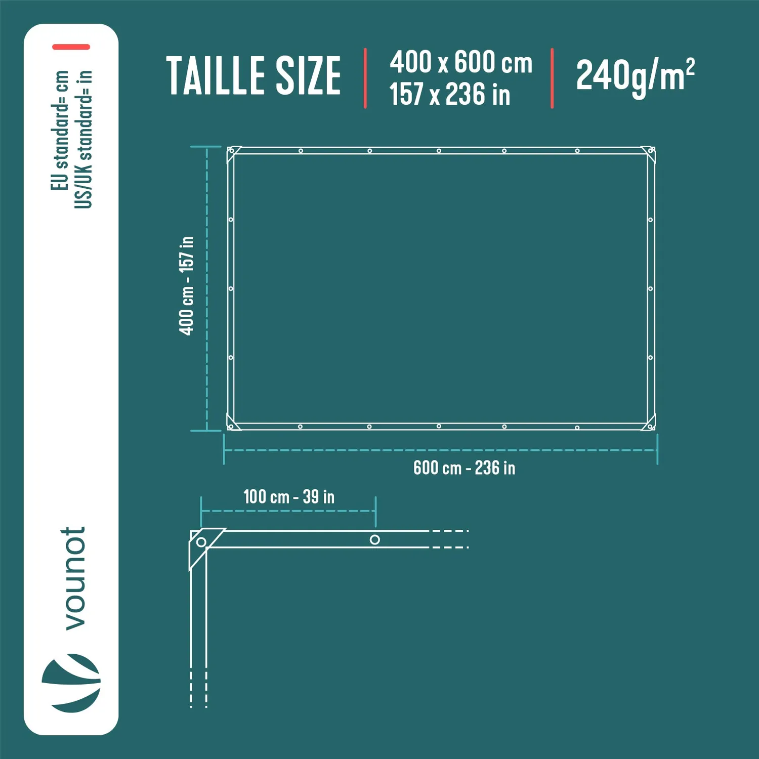 VOUNOT Telone Impermeabile Marrone 240 g/m² 4x6 m