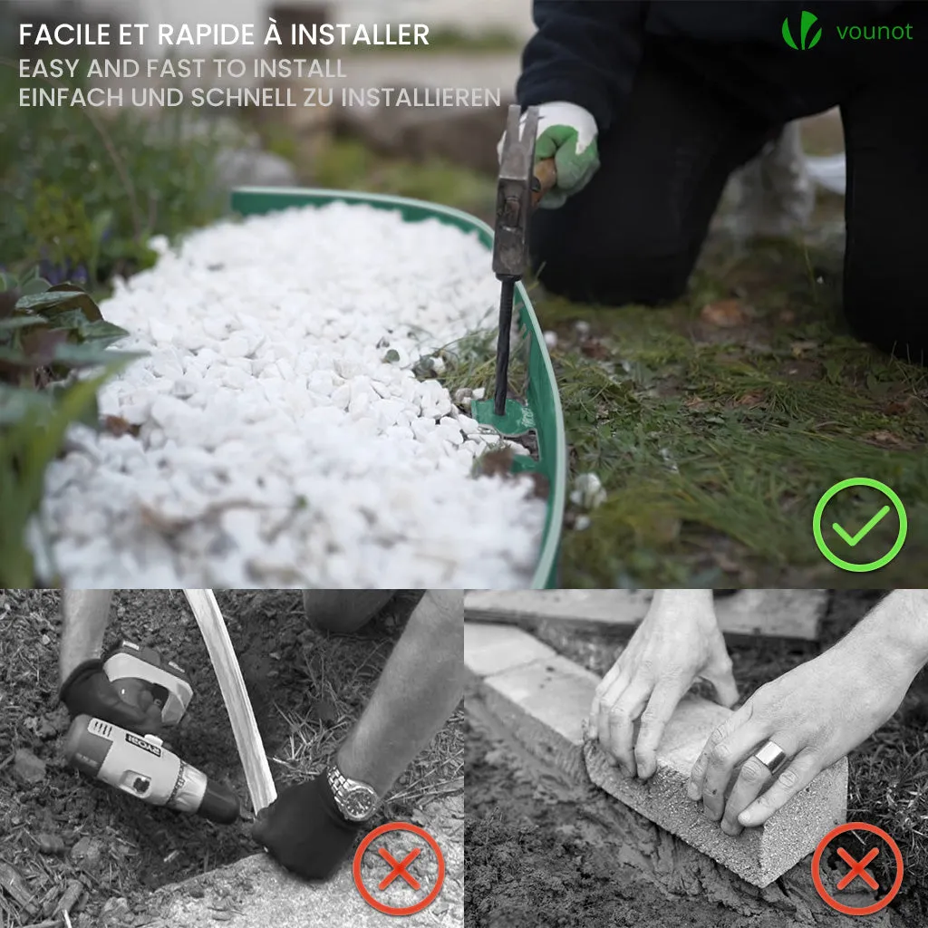 Vounot Bordura Giardino Flessibile 20m Verde con Picchetti