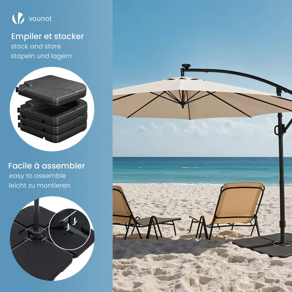 Vounot Zavorre Ombrellone HDPE Set 4 da 60L Nere Antivento