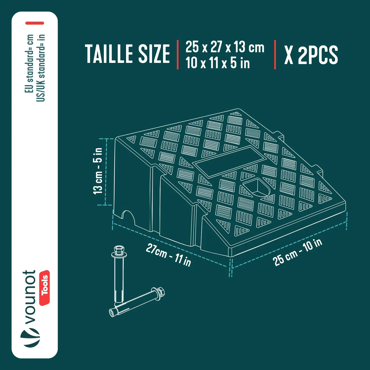 VOUNOT Rampe Marciapiede 25x27x13 Gialle 2 Pezzi Antiscivolo