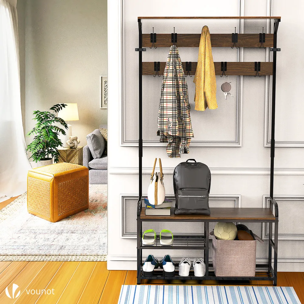 VOUNOT Mobile Ingresso con Panca 185x85x33cm 9 Ganci