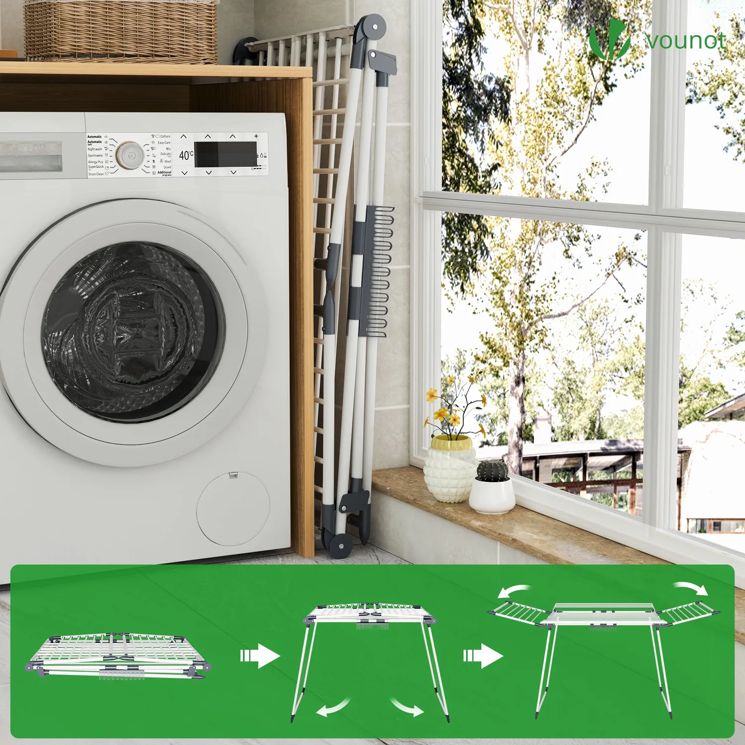 Vounot Stendibiancheria ad Ali 175x92cm Bianco 20kg