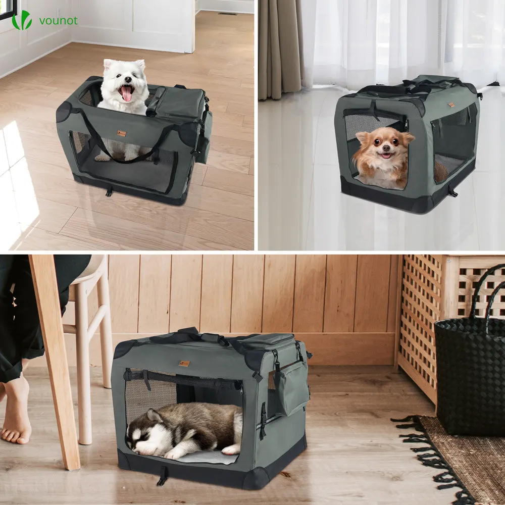 VOUNOT Borsa trasporto cane gatto pieghevole 50x35x36 grigia