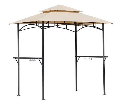 QUICK STAR Gazebo Barbecue 245x150 cm Beige con Ripiani